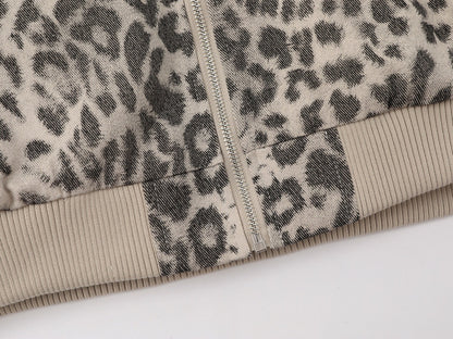 Leopard Print Hooded Cotton Jacket | Tajstylo