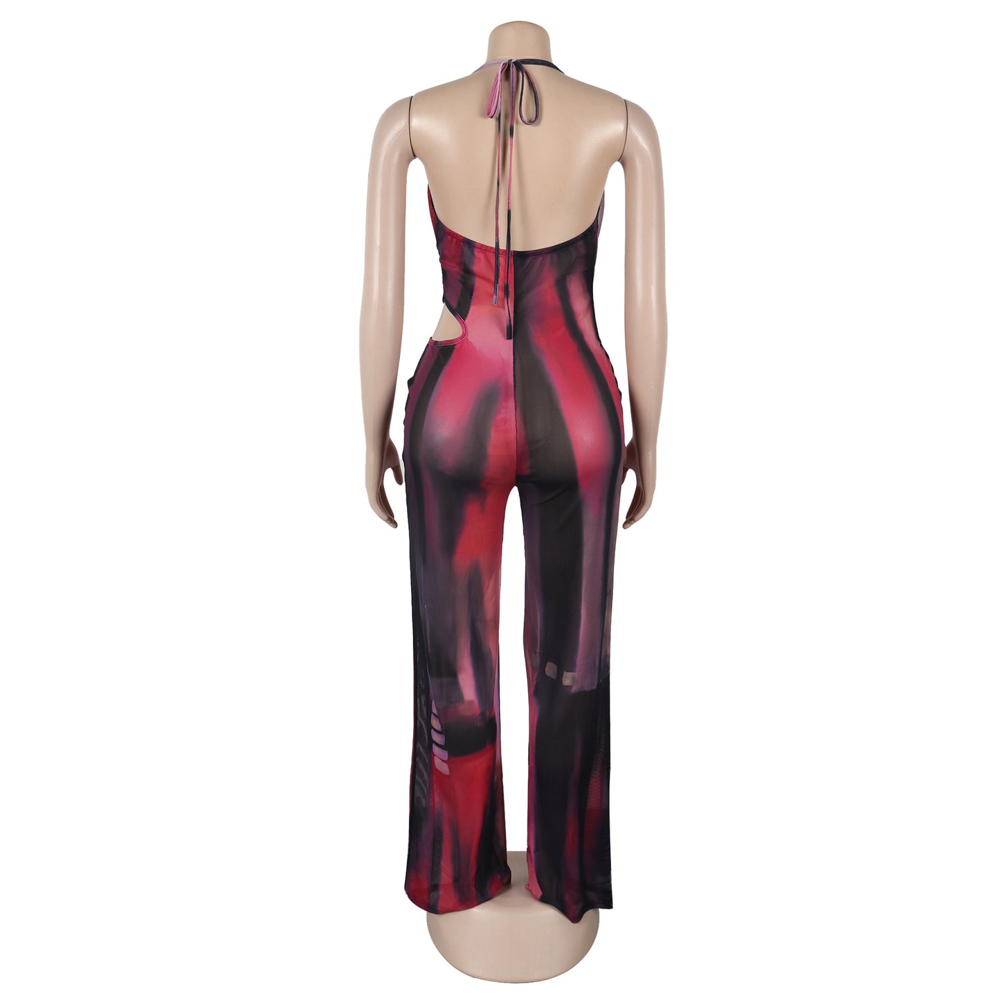 Flattering Mesh Printed Jumpsuit | Tajstylo