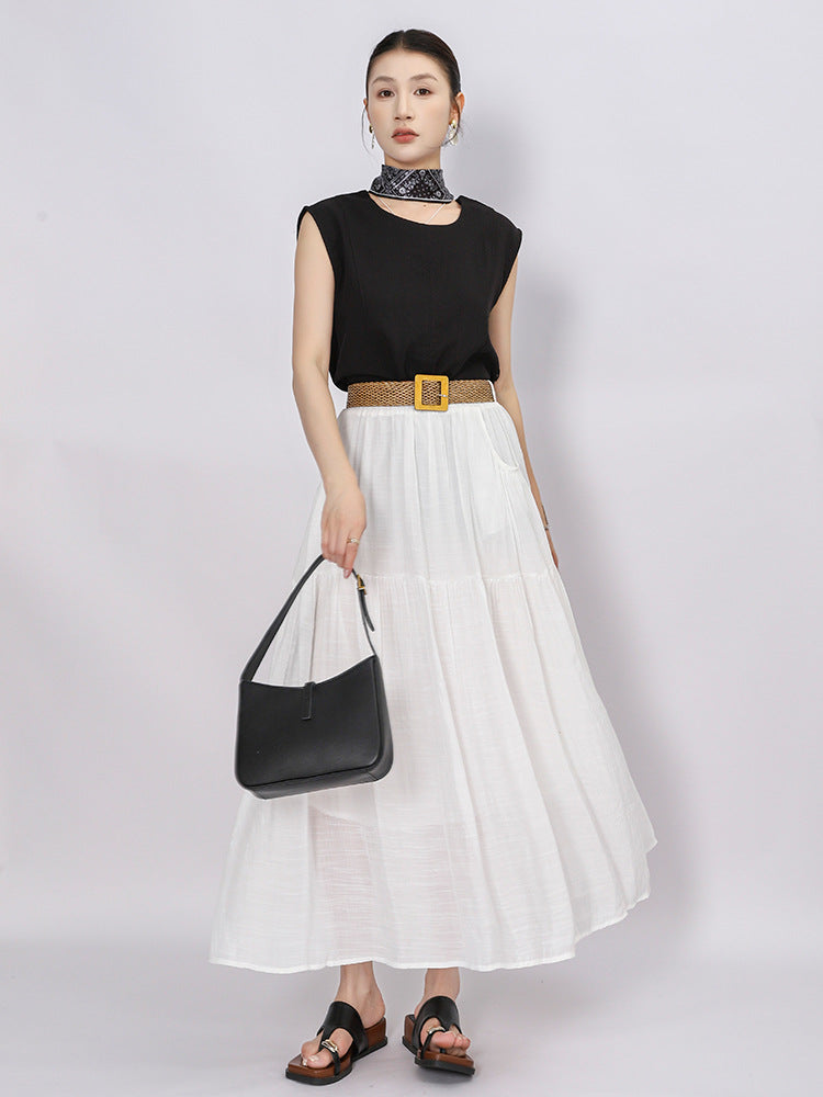 Belt Double Pocket Skirt | Tajstylo