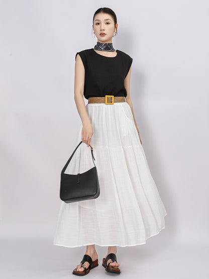 Belt Double Pocket Skirt | Tajstylo