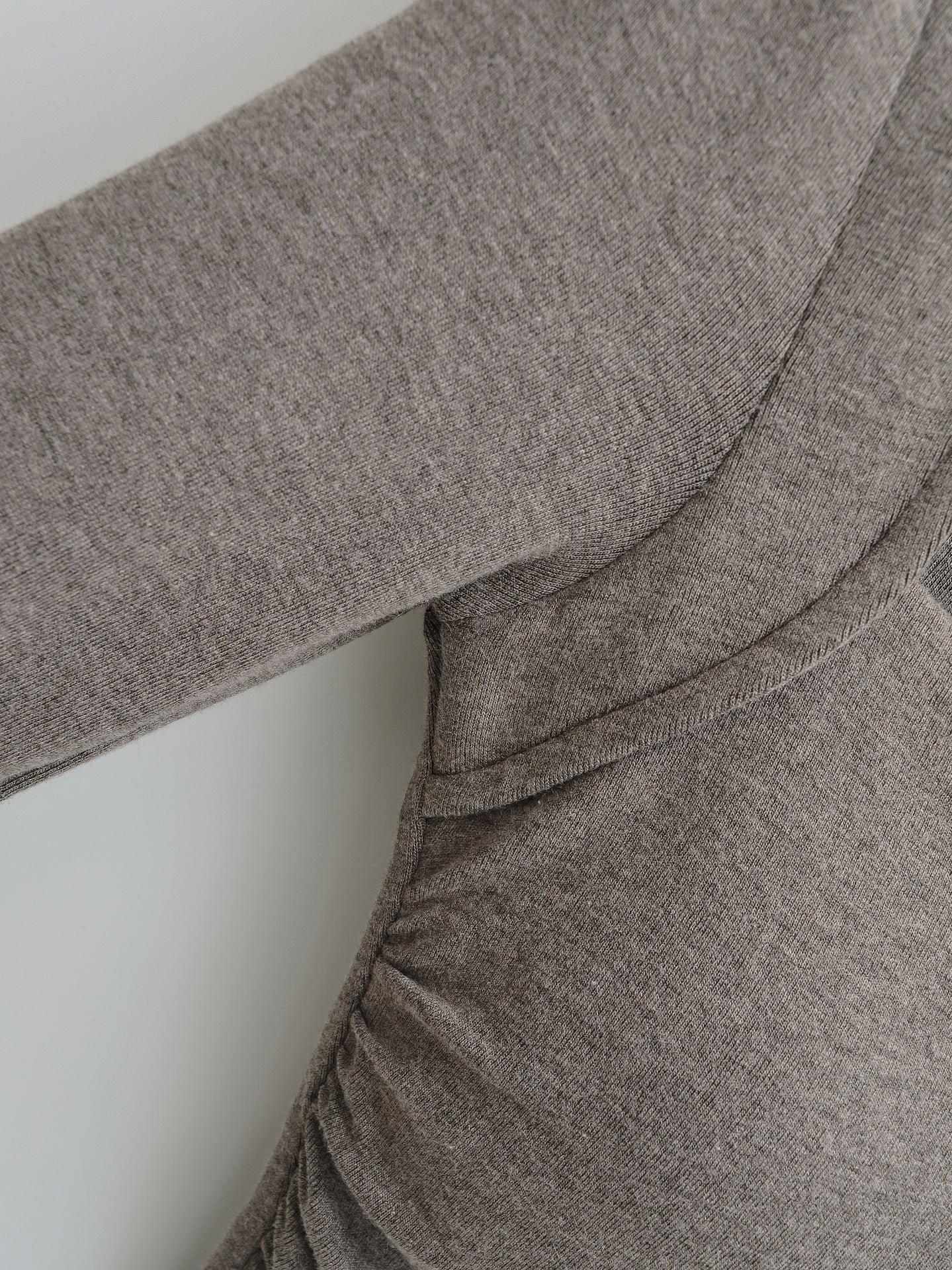 Square Neck Pleated Long Sleeve T-Shirt | Tajstylo
