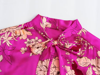 Chic Satin Texture Printed Shirt | Tajstylo