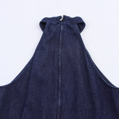 Halter Neck Denim Dress | Tajstylo