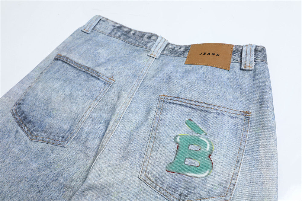 Fun Dog Cartoon Printed Denim Pants | Tajstylo