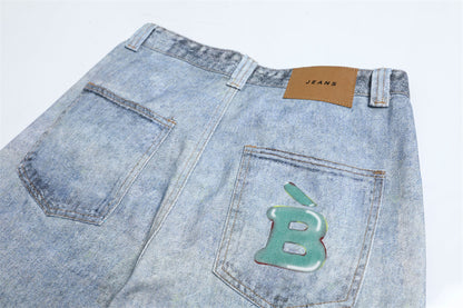 Fun Dog Cartoon Printed Denim Pants | Tajstylo