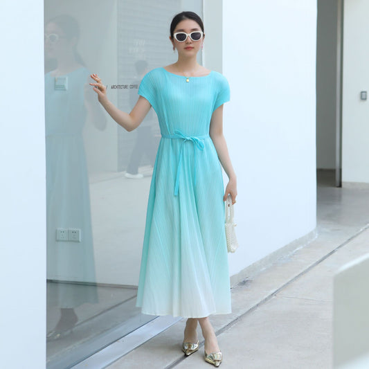 Pleated Wrap Dress with Tie Detail | Tajstylo