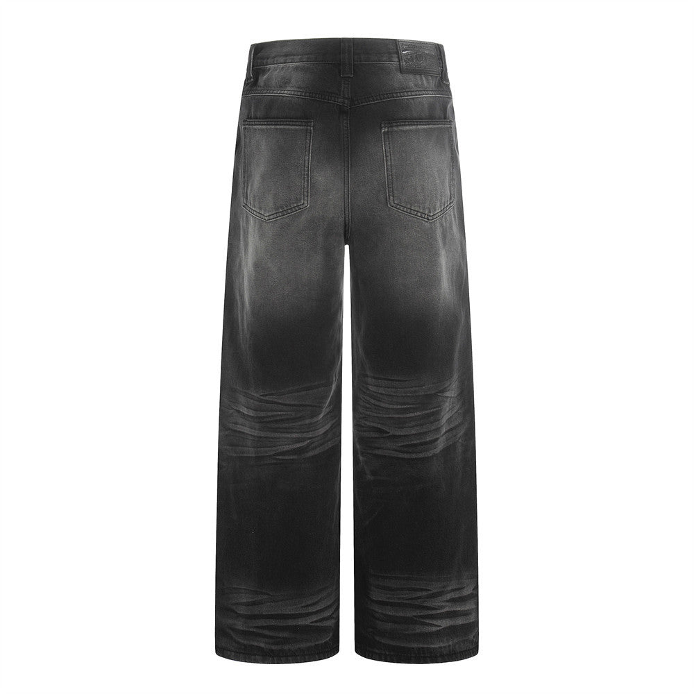 Color Washed Denim Straight Leg Pants | Tajstylo