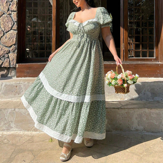 Puff Sleeve Ruffle Dress | Tajstylo