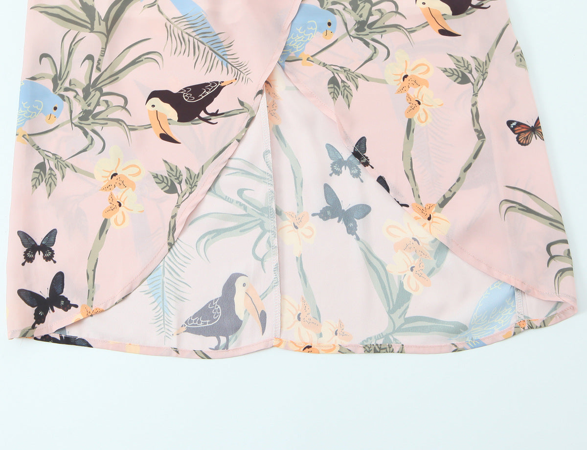 Floral Print Split Suspender Dress | Tajstylo