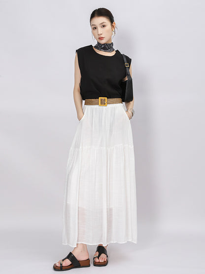 Belt Double Pocket Skirt | Tajstylo