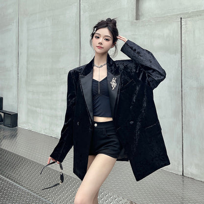 Black Velvet Suit for Women | Tajstylo
