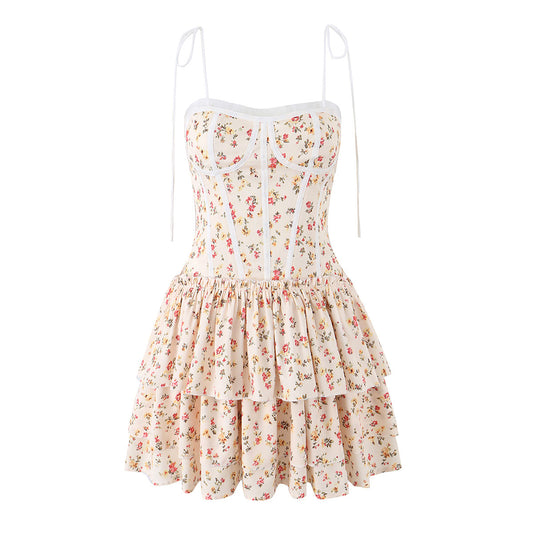 Pink Floral Strap Dress | Tajstylo