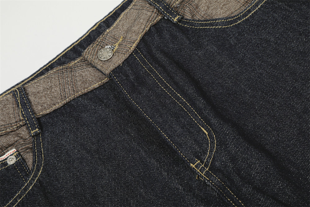 Splicing Denim Straight Leg Pants | Tajstylo