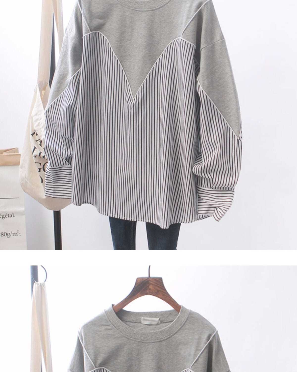 Patchwork Striped Oversized Hoodie | Tajstylo