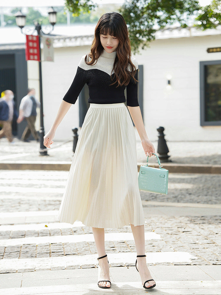 Solid Pleated Skirt for Women | Tajstylo