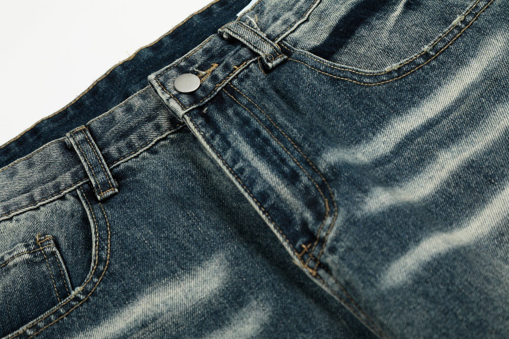 Loose Fit Distressed Blue Denim Jeans | Tajstylo