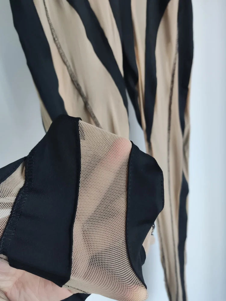 Color Block Mesh Splicing Leggings | Tajstylo