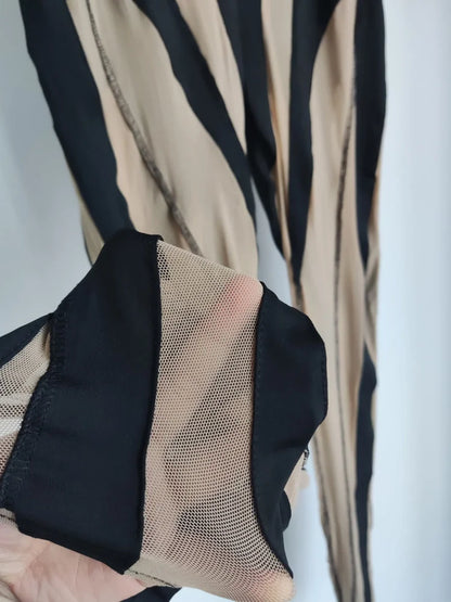 Color Block Mesh Splicing Leggings | Tajstylo
