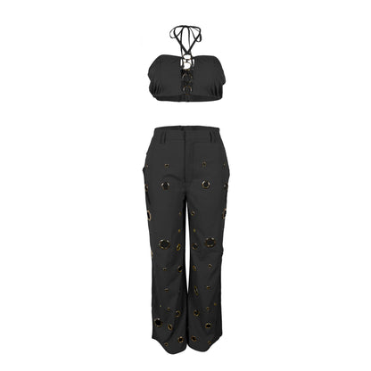 Flattering Ripped Fitted Two-Piece Nightclub Outfit | Tajstylo