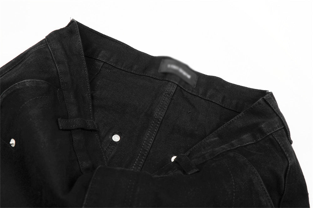 Black Straight Leg Denim Pants | Tajstylo