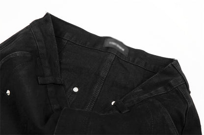 Black Straight Leg Denim Pants | Tajstylo