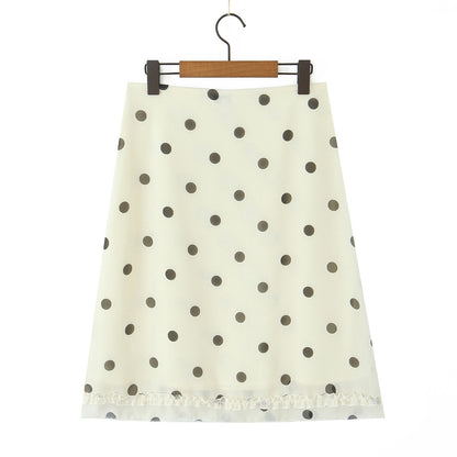 Wave Point Polka Dot Midi Skirt | Tajstylo