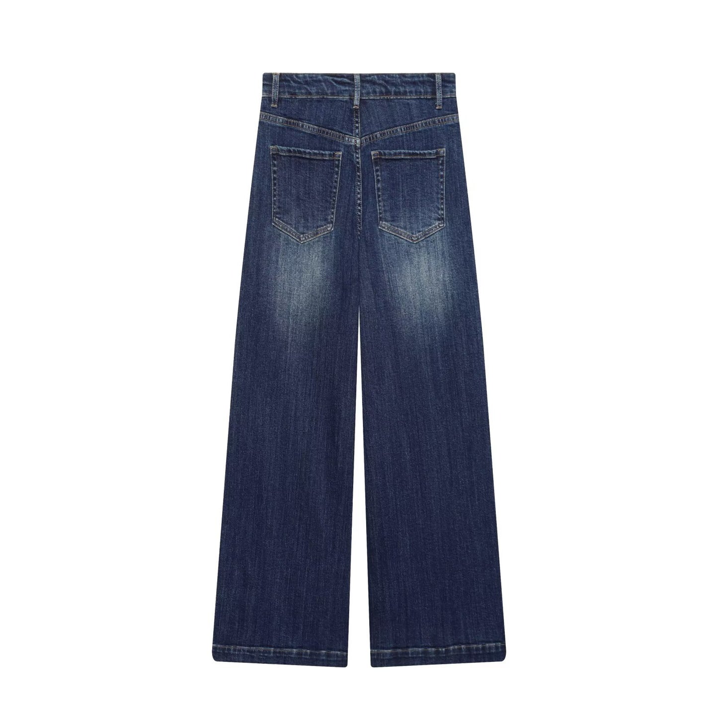 Woman wearing Classic High Waist Wide Leg Jeans in a chic urban setting