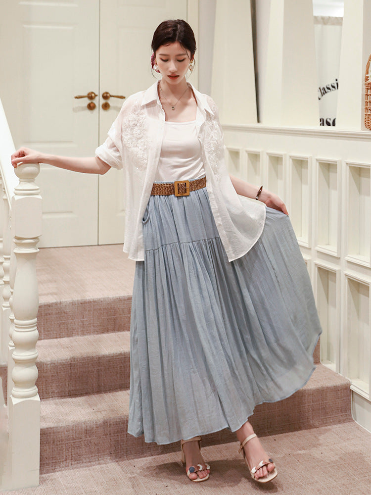 Belt Double Pocket Skirt | Tajstylo
