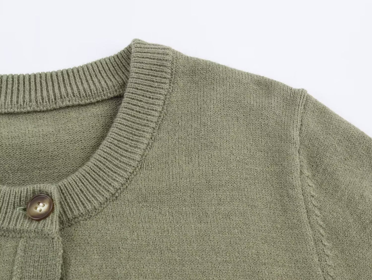 Round Neck Long Sleeved Knitted Cardigan Jacket | Tajstylo