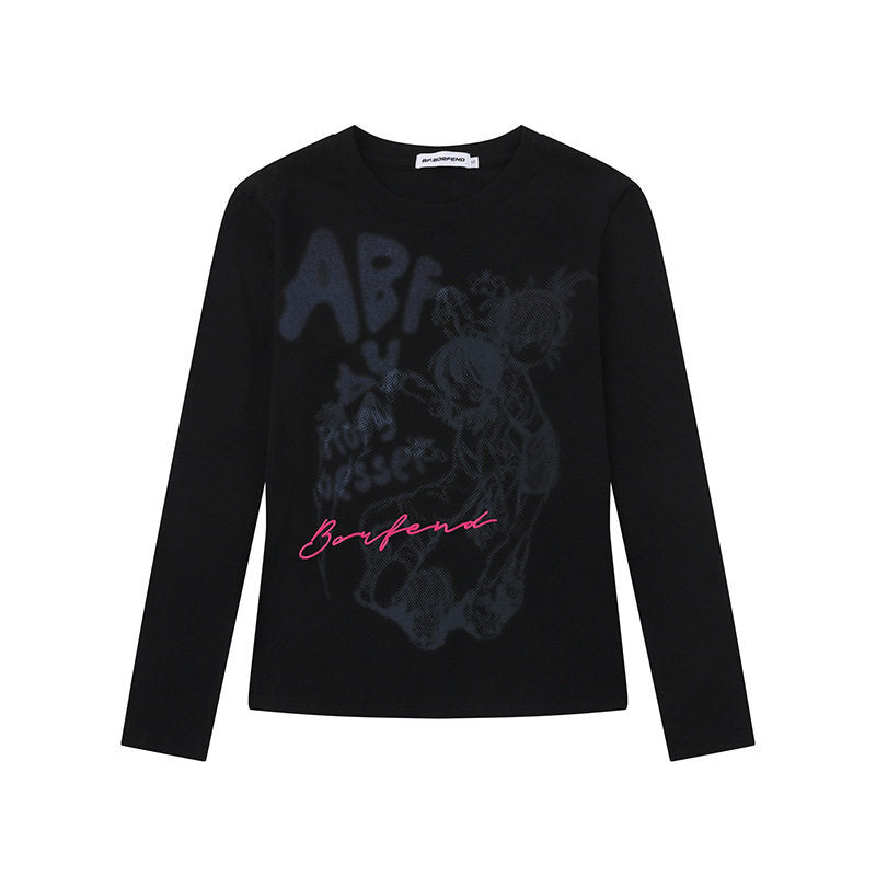 Woman wearing Subculture Graffiti Long Sleeve T-Shirt in a casual setting