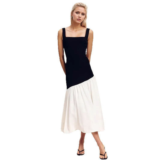 Contrasting Black and White Long Skirt | Tajstylo