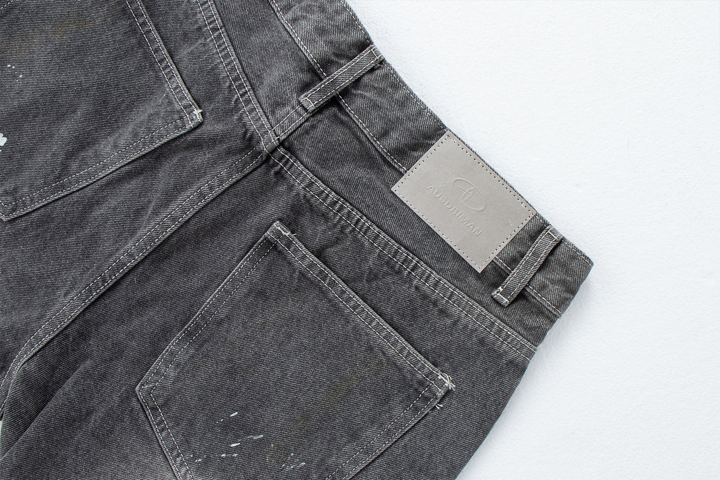 Vintage Washed Gray Splatter Wide Leg Jeans | Tajstylo