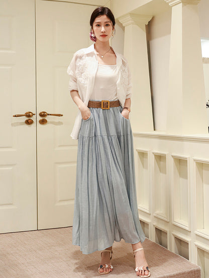 Belt Double Pocket Skirt | Tajstylo