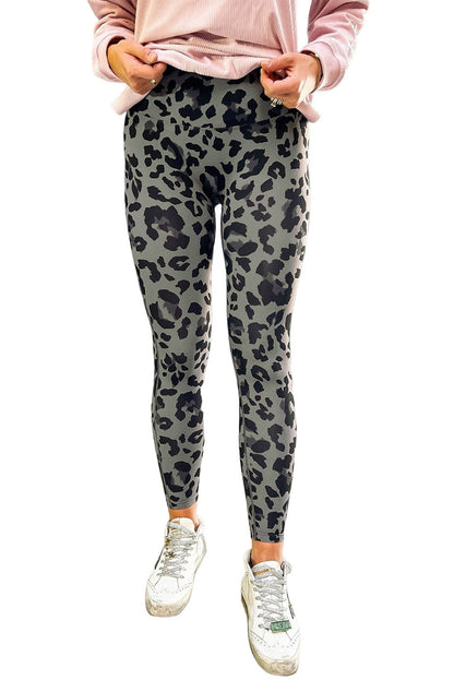 Woman wearing Classic Leopard Print Active Leggings in an urban setting