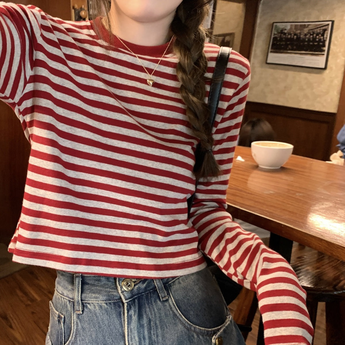 Stripe Long Sleeve Crop Top | Tajstylo