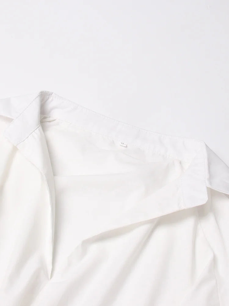 Elegant White Lapel Blouse for Women | Tajstylo