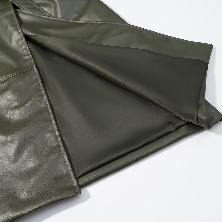 Long Lace Up Leather Jacket | Tajstylo