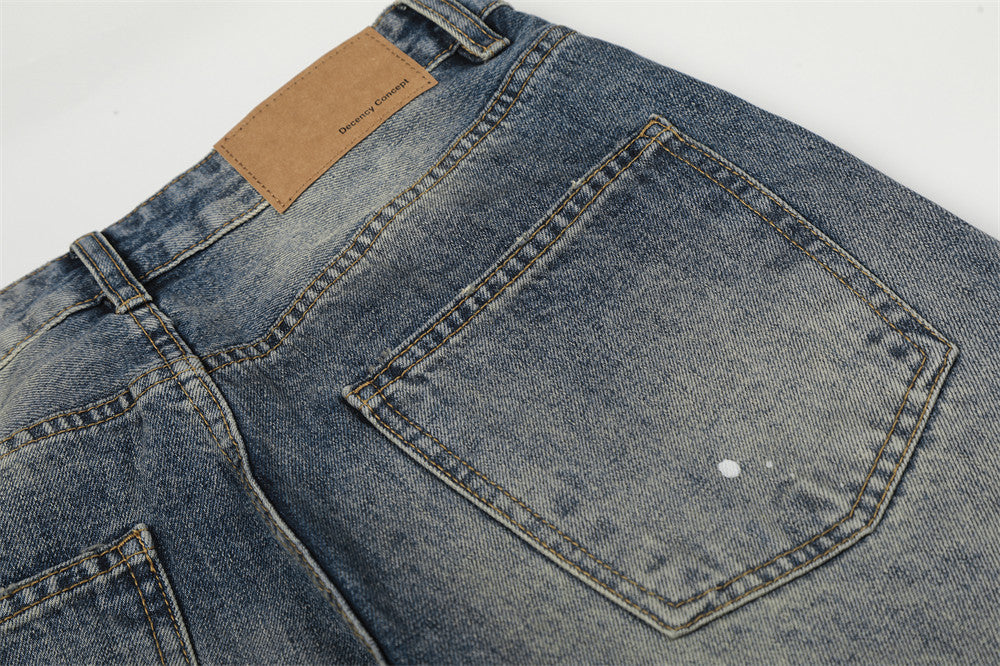 White Washed Denim Straight Leg Pants | Tajstylo
