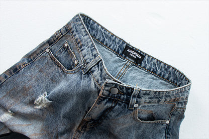 Oversized Straight Leg Washed Denim Pants | Tajstylo