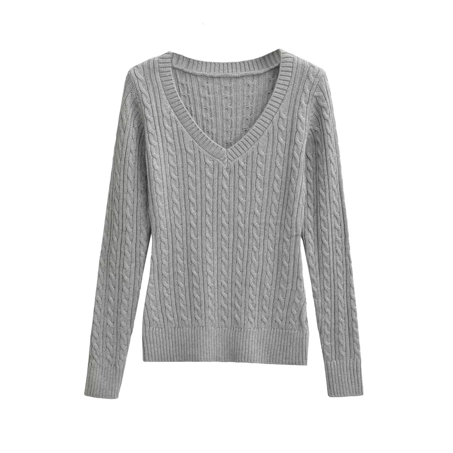 Slim Fit V-Neck Striped Sweater | Tajstylo