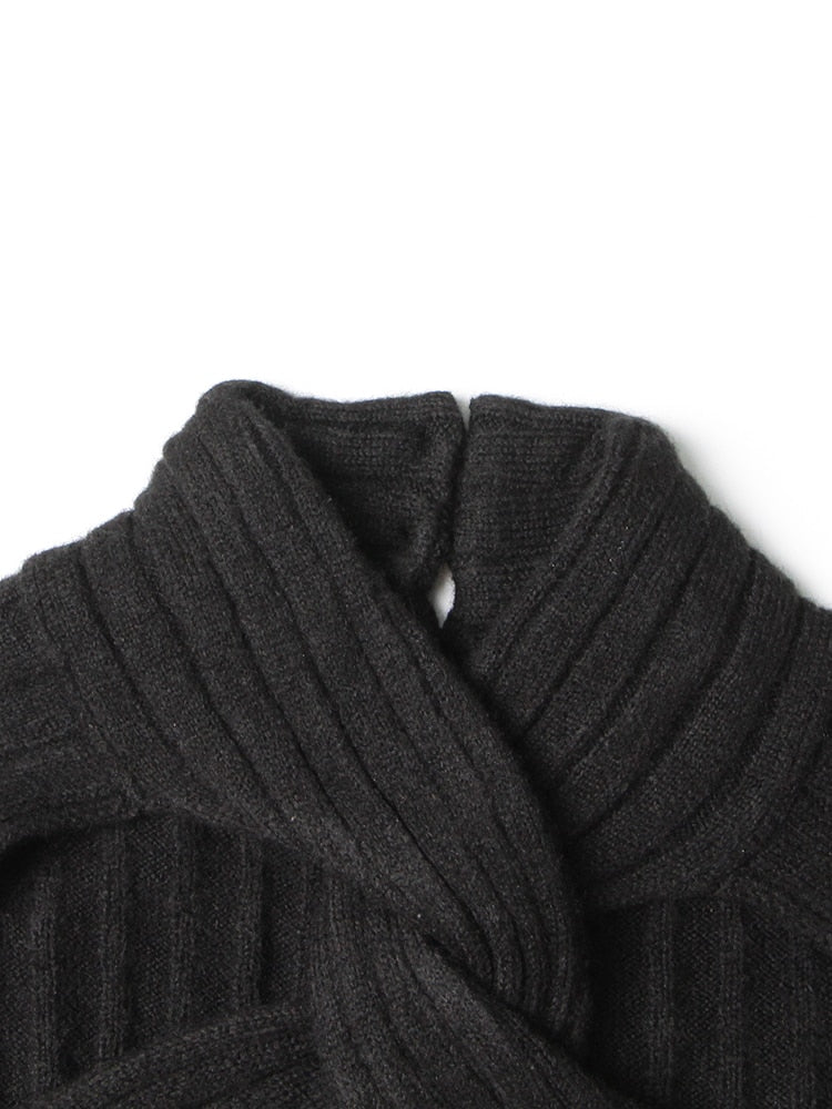 Woman wearing Hollow Out Knit T-Shirt in a casual setting