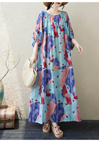 Multi-Color Printed Loose Dress | Tajstylo