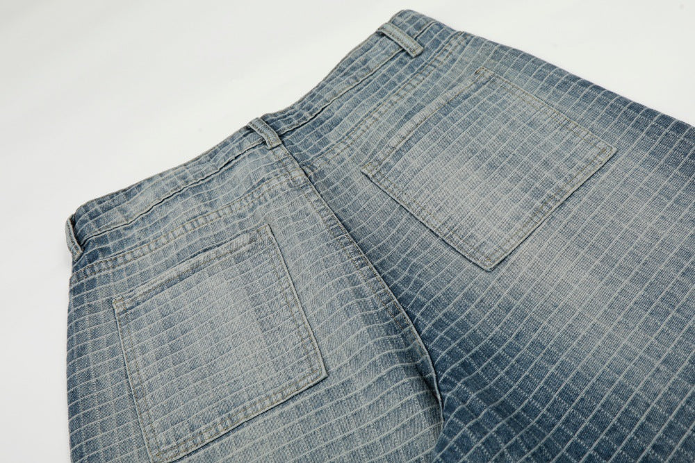 Checkered Wide Leg Jeans | Tajstylo