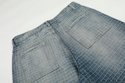 Checkered Wide Leg Jeans | Tajstylo