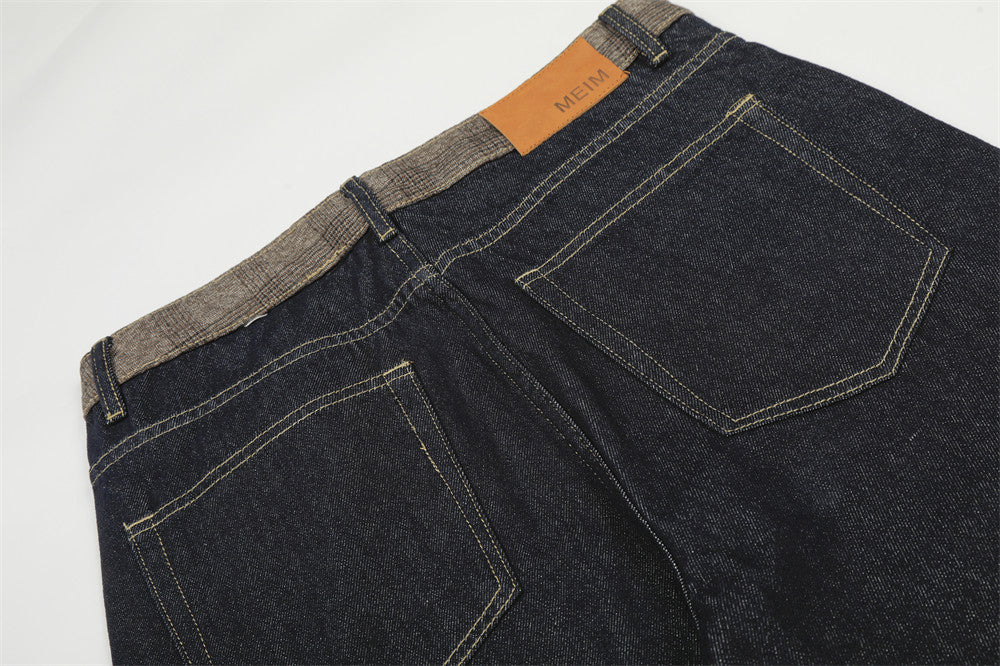 Splicing Denim Straight Leg Pants | Tajstylo