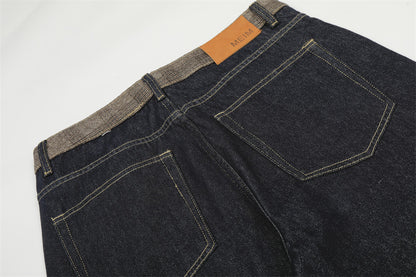 Splicing Denim Straight Leg Pants | Tajstylo