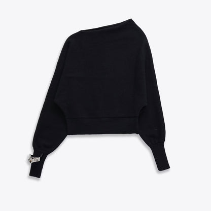 Asymmetric Bracelet Knit Sweater | Tajstylo
