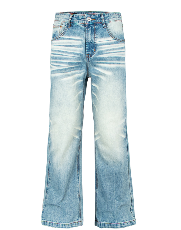 Distressed Light Blue Flared Jeans | Tajstylo