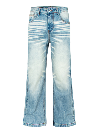 Distressed Light Blue Flared Jeans | Tajstylo