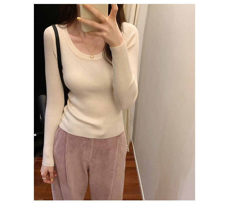 U Neck Long Sleeve Pullover Top | Tajstylo